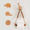 Nordic Indoor Wooden Solid Wood Hemp Rope Animal Tissue Holder Children's Room Decoration Wall Hanger Hemp Rope Hook Toilet Paper Holder