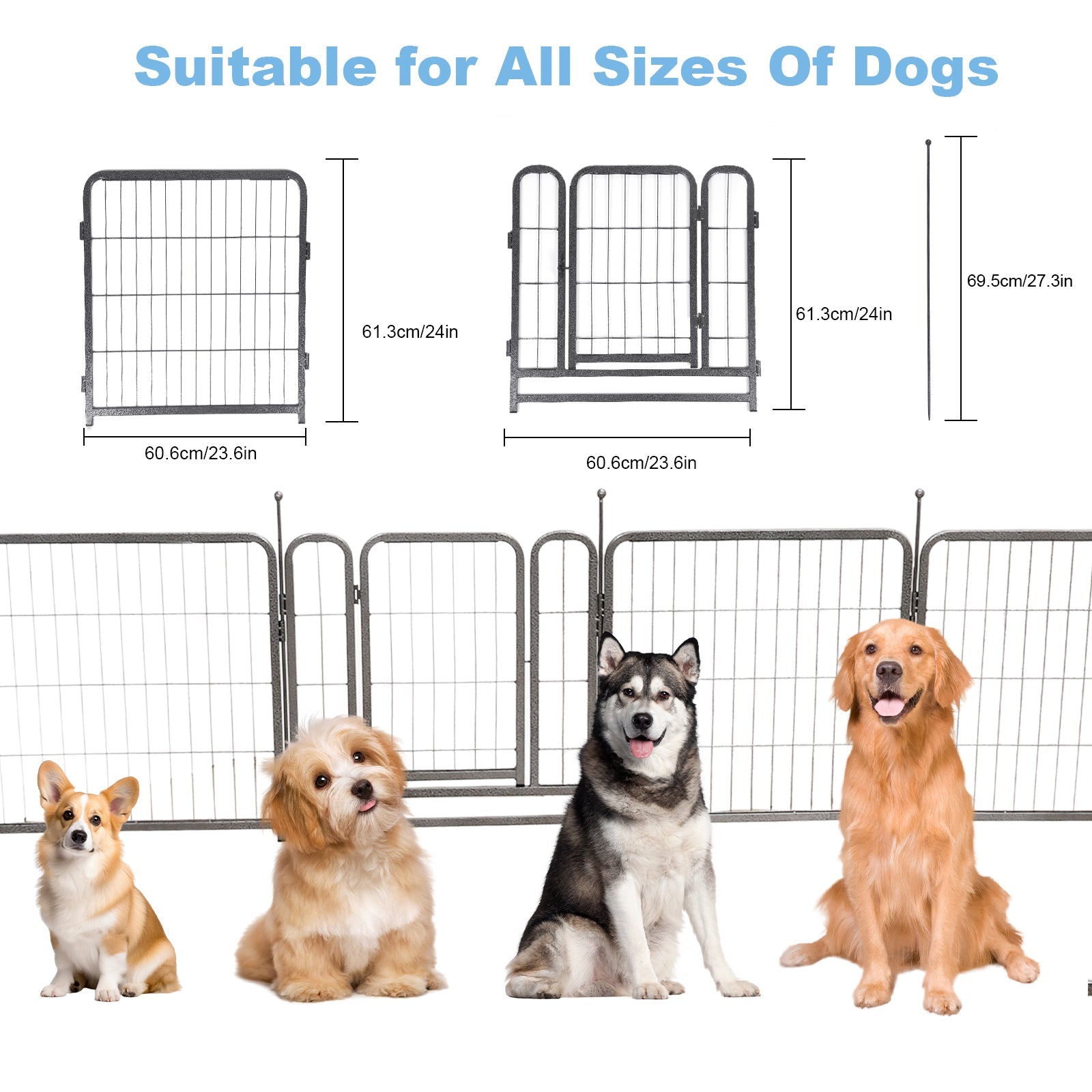 16 Panels Dog Playpen for outdoor,yard,camping,24