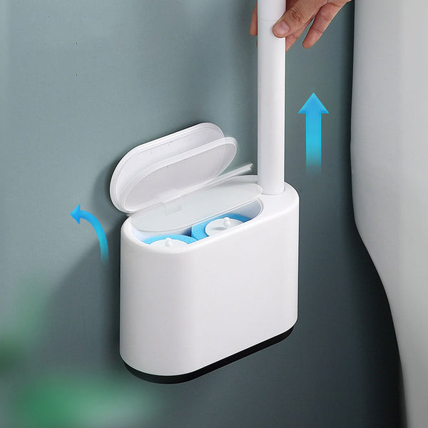 Wall Mounted Disposable Tool with No Dead Corners for Cleaning Bathroom and Toilet Brushes
