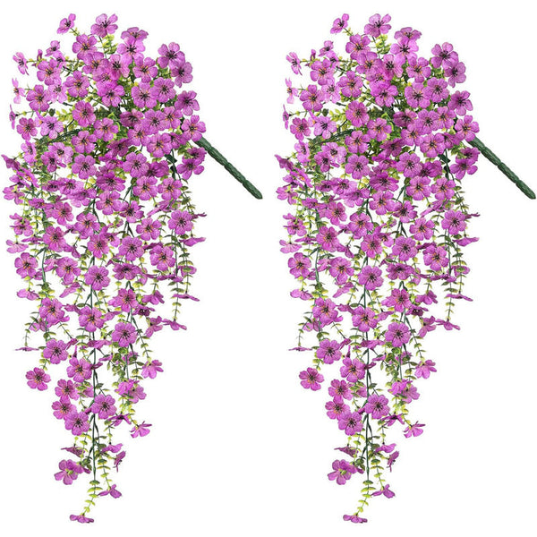 Purple hanging artificial flowers, vines for wedding arch, home, garden, party, autumn decor, fake eucalyptus, plant decor, 2 pc