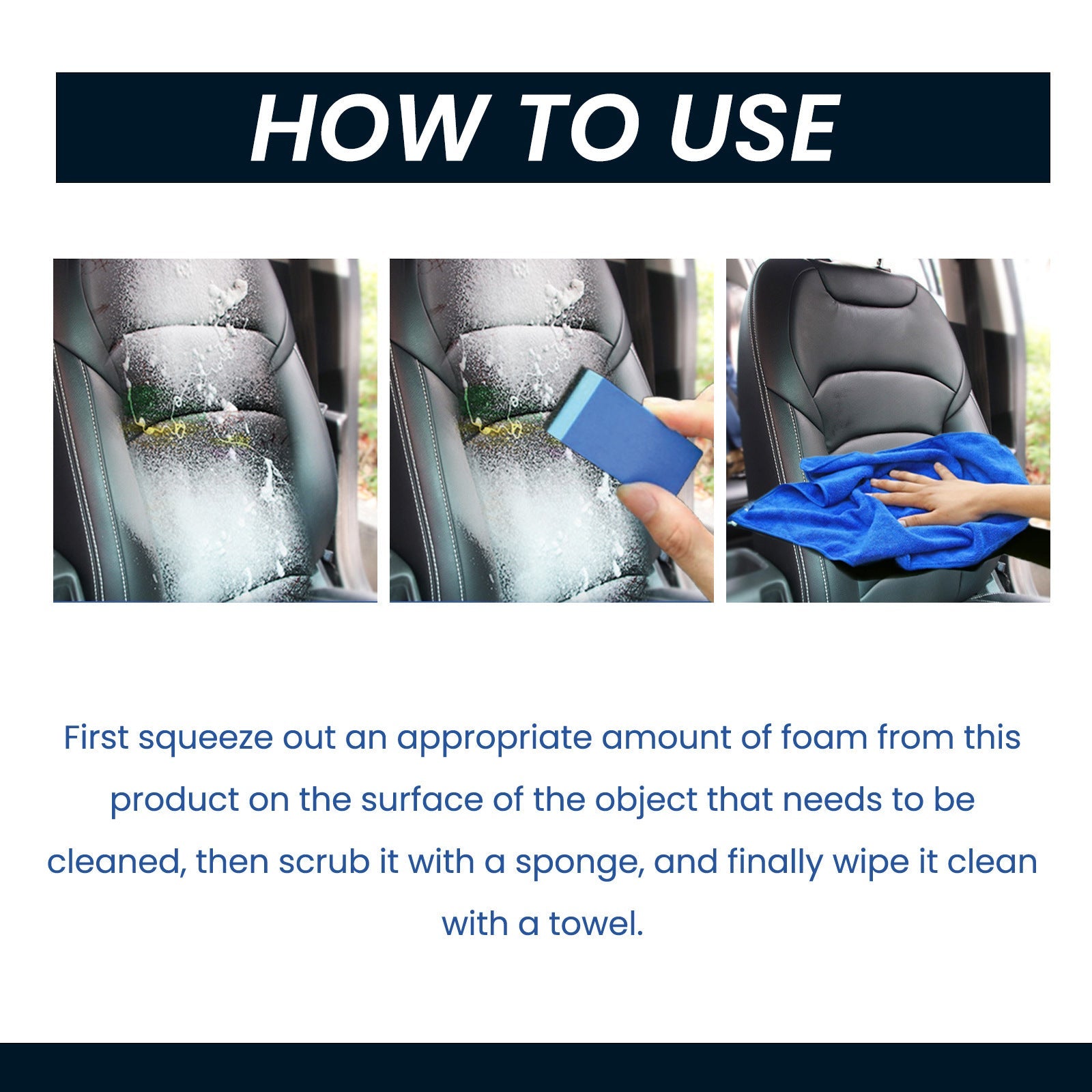 Foam Cleaner, Car Interior Seats Clean Decontamination Bright Refurbishment
