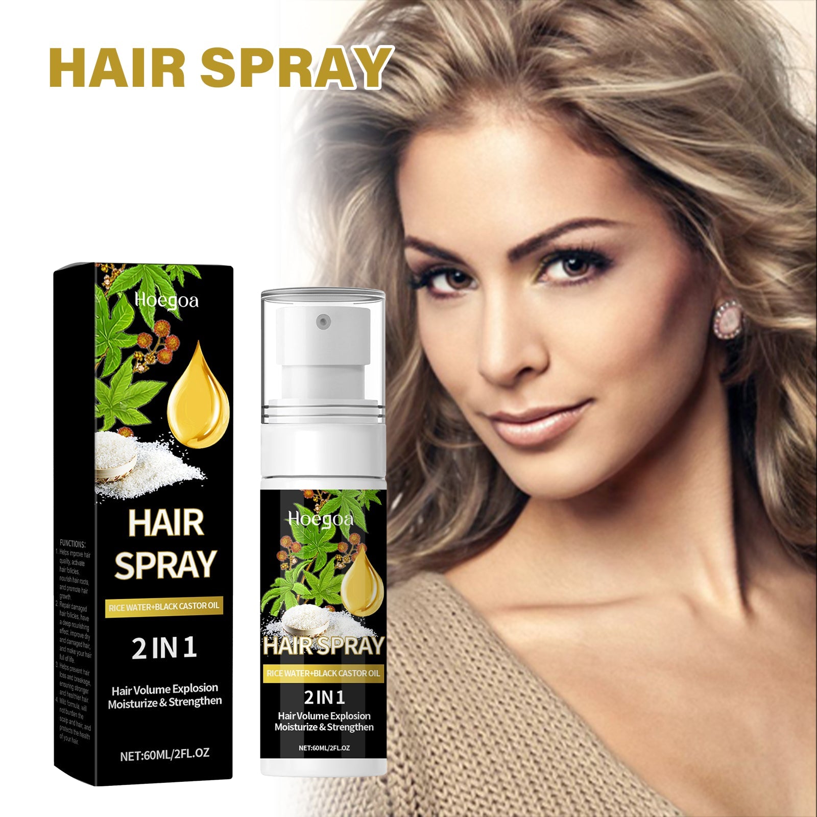 Hair Care Mist Nourishes Scalp, Moisturizes Hair And Shines Castor Oil Repair Spray