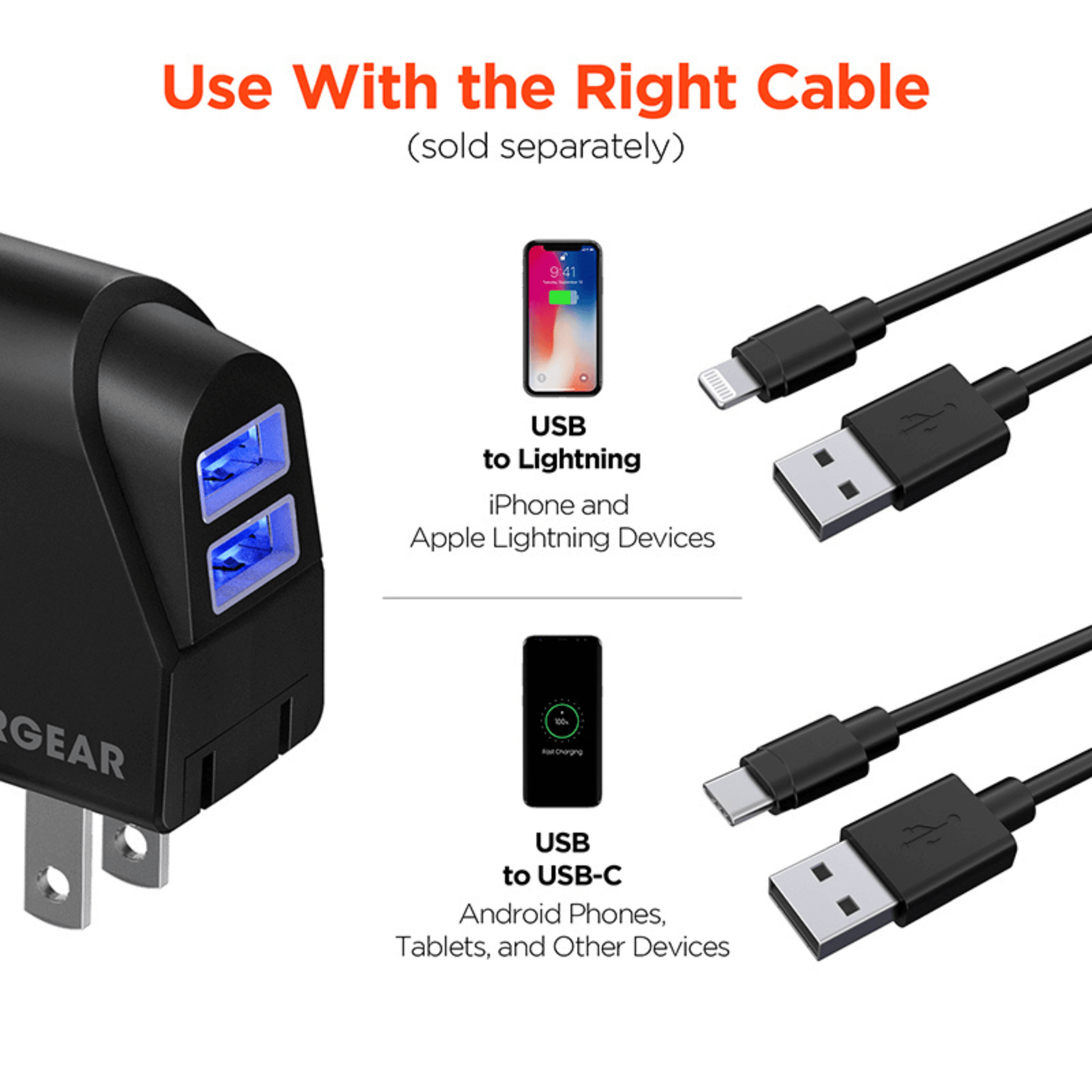 HyperGear Hybrid 2.1A Dual USB Car/Wall Charger