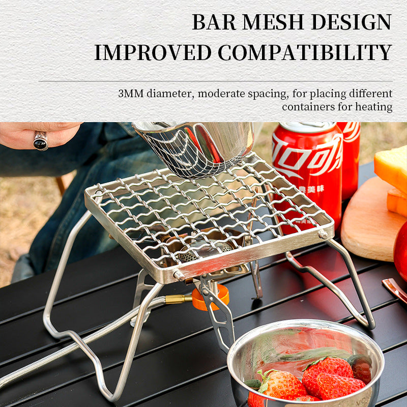 Outdoor Stainless Steel Stove Head Support Portable Folding Barbecue Grill Set Pot Rack Grid Grill Support Grill
