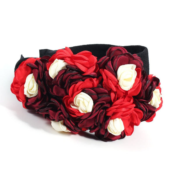 Handmade fabric side three-dimensional flower headband