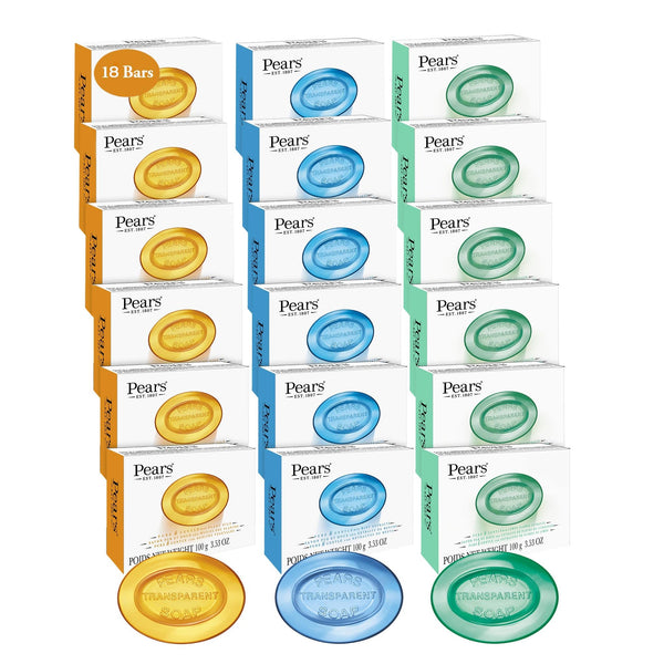 18 Pack Pears Soap, Face & Body Soap, Variety (6 Per Flavor)