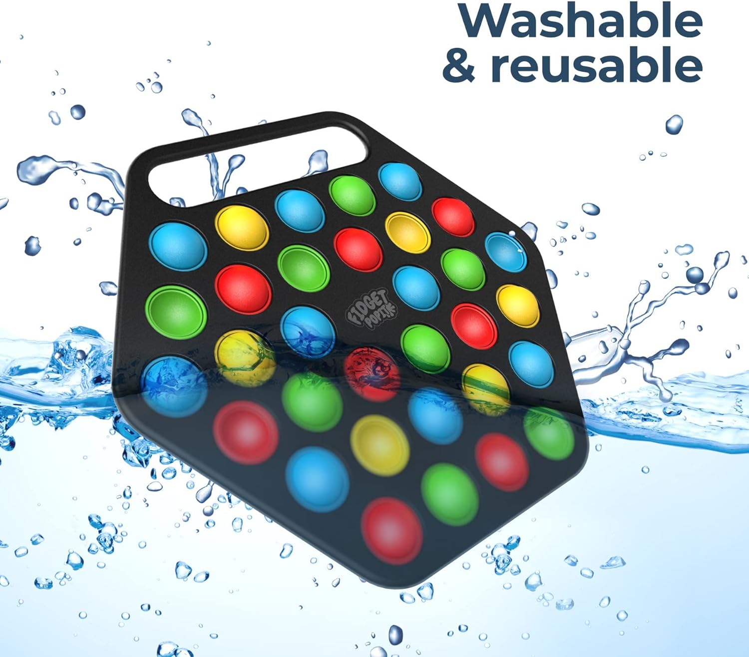 Hard Shell Pop it Fidget Toy Board with Carrying Handle for Adults & Kids