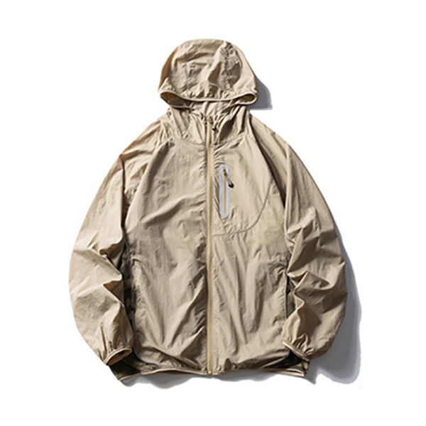 Camouflage Spliced Thin Hooded Sun Protection Clothing Men's Outdoor Sports Reflective Design Casual Jacket Trendy