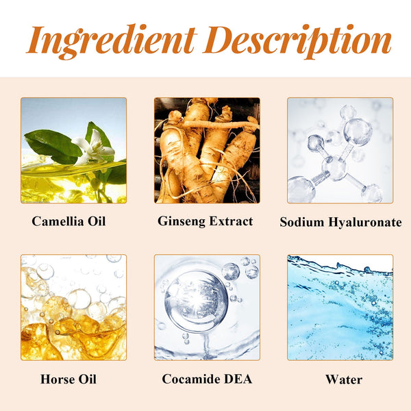 Horse Oil Shampoo Deep Cleaning Scalp Dandruff Control Oil Control Fluffy Hair Moisturizing Hair Care