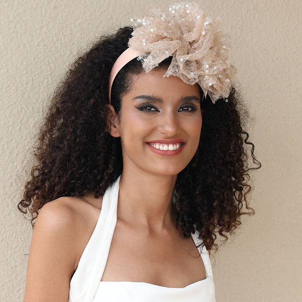 Fashionable fish scale cloud fabric large bow hairband