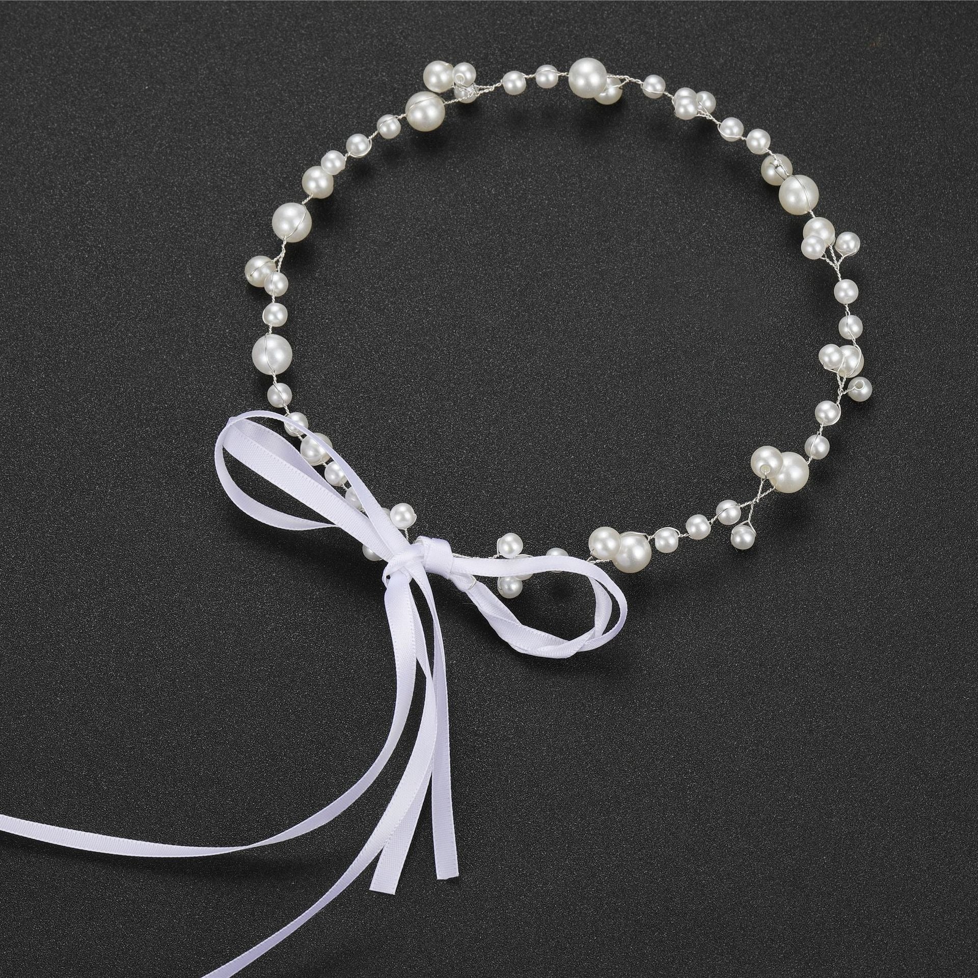 Bride Wedding Hair Accessories Simple Pearl Soft Chain Headband
