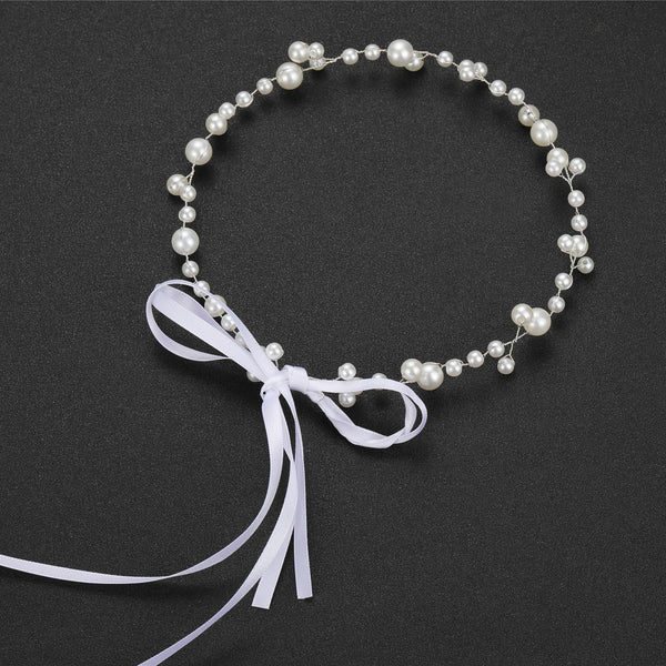 Bride Wedding Hair Accessories Simple Pearl Soft Chain Headband