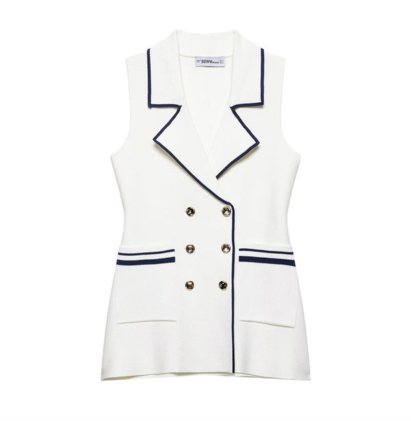 Summer New  Style Women's Fashion Temperament Sleeveless Trim Knit Tank Top