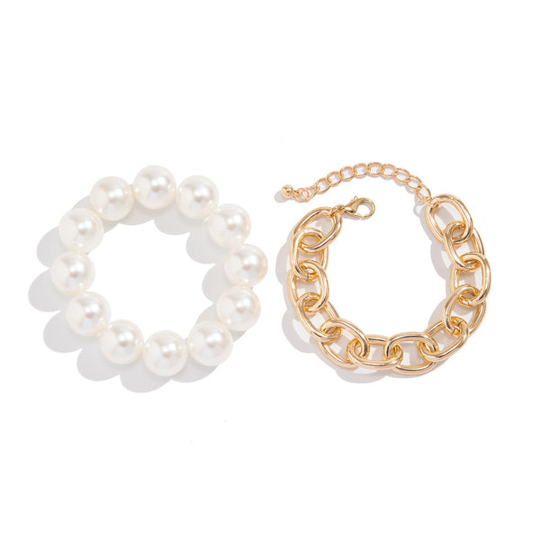 Hot selling geometric bead bracelet for women's fashion, exaggerated large round bead imitation pearl Bracelet