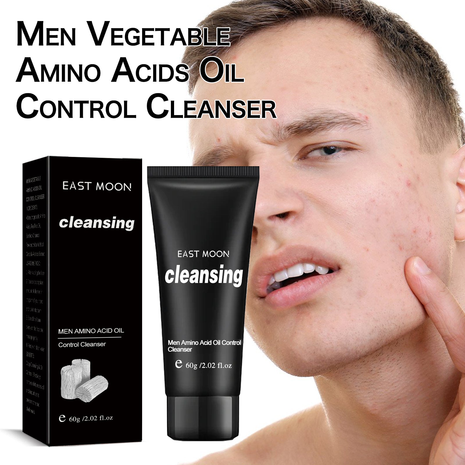 Men's Amino Acid Oil Control Face Wash, Deep Clean Acne Print Delicate Pores Whitening Brightening Skin
