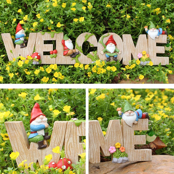 Dwarf Welcome Card Creative Garden Outdoor Balcony Welcome Decoration