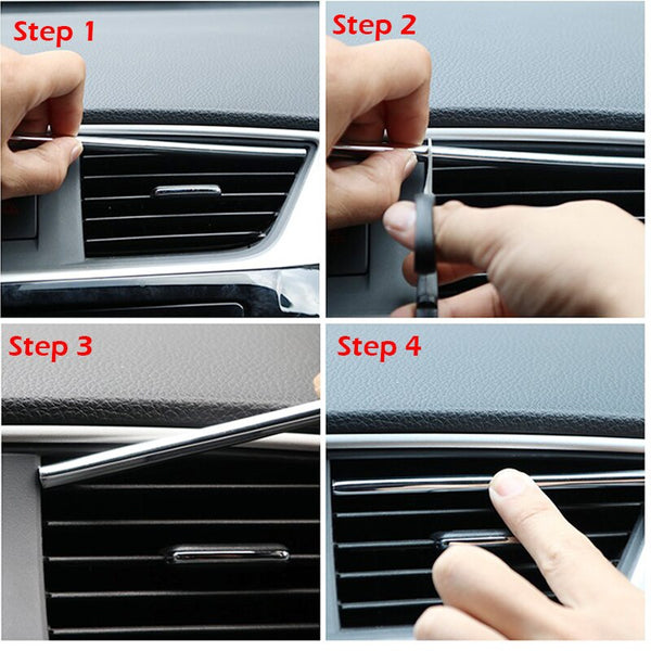10pcs/lot Car-styling Plating Air Outlet Trim Strip Interior Air Vent Grille Switch Rim Trim Outlet Decoration Strip DIY