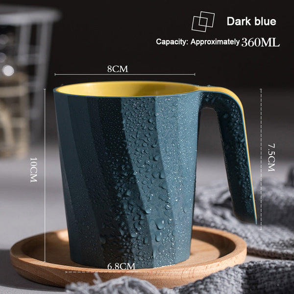 Creative Simple Mouthwash Cup INS Striped Non-Slip Water Cup Double-Layer Plastic Handle Thread Couple Mouthwash Toothbrush Cup