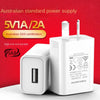 Australian Adapter 5V 1A 2A Fast Charging SAA Plug Mini USB Travel Wall Charger SAA Certified For Xiaomi huawei Phone Charge