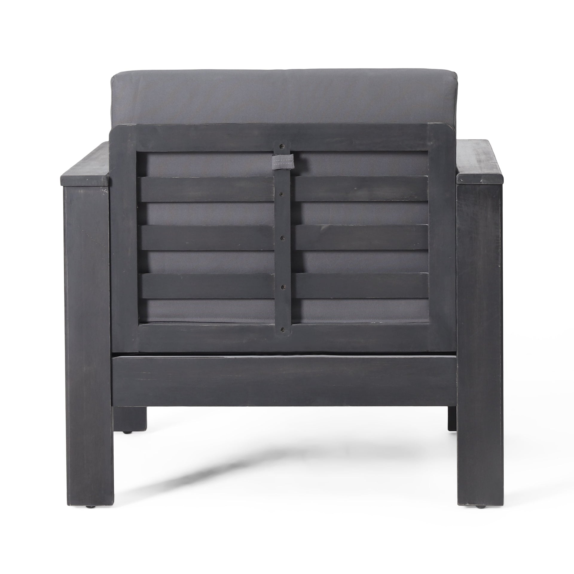 ( Set of 2) Outdoor Acacia Wood Club Chairs with Cushions, Dark Gray, 27.75