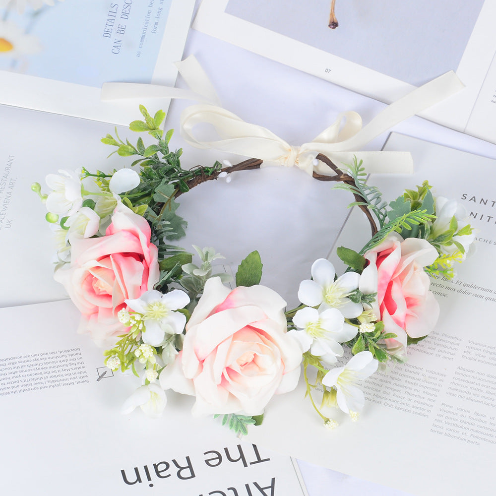 Super Fairy Girl Bride Scenic Area Photography Flower Wreath Hair Accessories Handmade Silk Flower Wreath Headwear