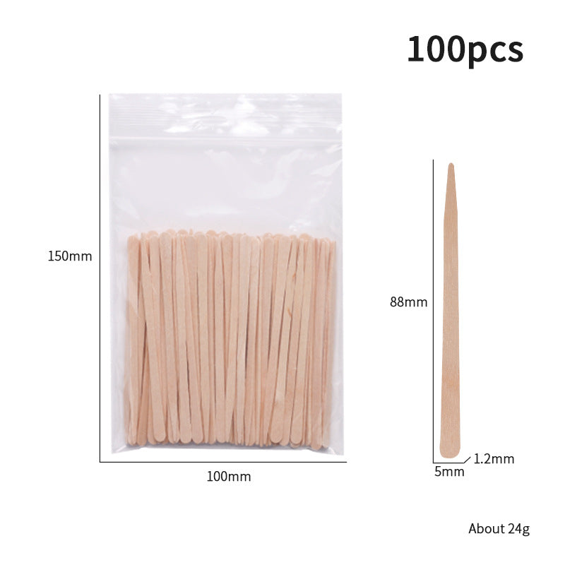 100-Piece Bag of Disposable Wooden Sticks for Hair Removal Waxing and Scraping Tools