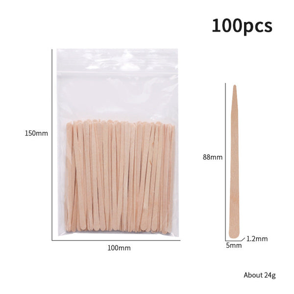 100-Piece Bag of Disposable Wooden Sticks for Hair Removal Waxing and Scraping Tools