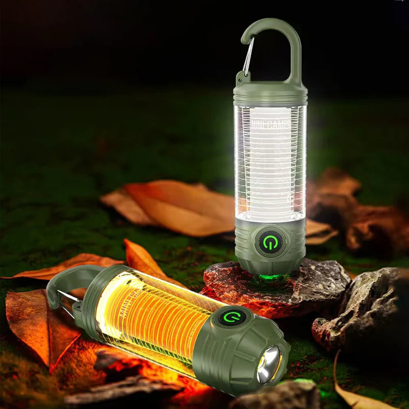Multi functional outdoor camping light, portable strong light flashlight, rechargeable mini retro camping atmosphere light