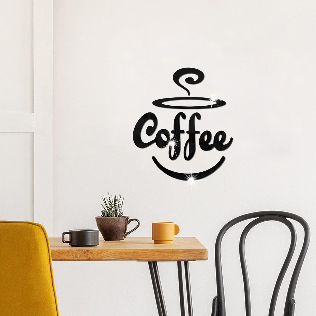 Coffee Themed Mirror Acrylic Wall Stickers for Kitchen and Dining Room