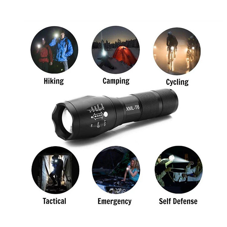 a100 Hand Held Led Strong Light T6 Camping Rechargeable Telescopic Zoom L2 High-Power Outdoor Camping Flashlight