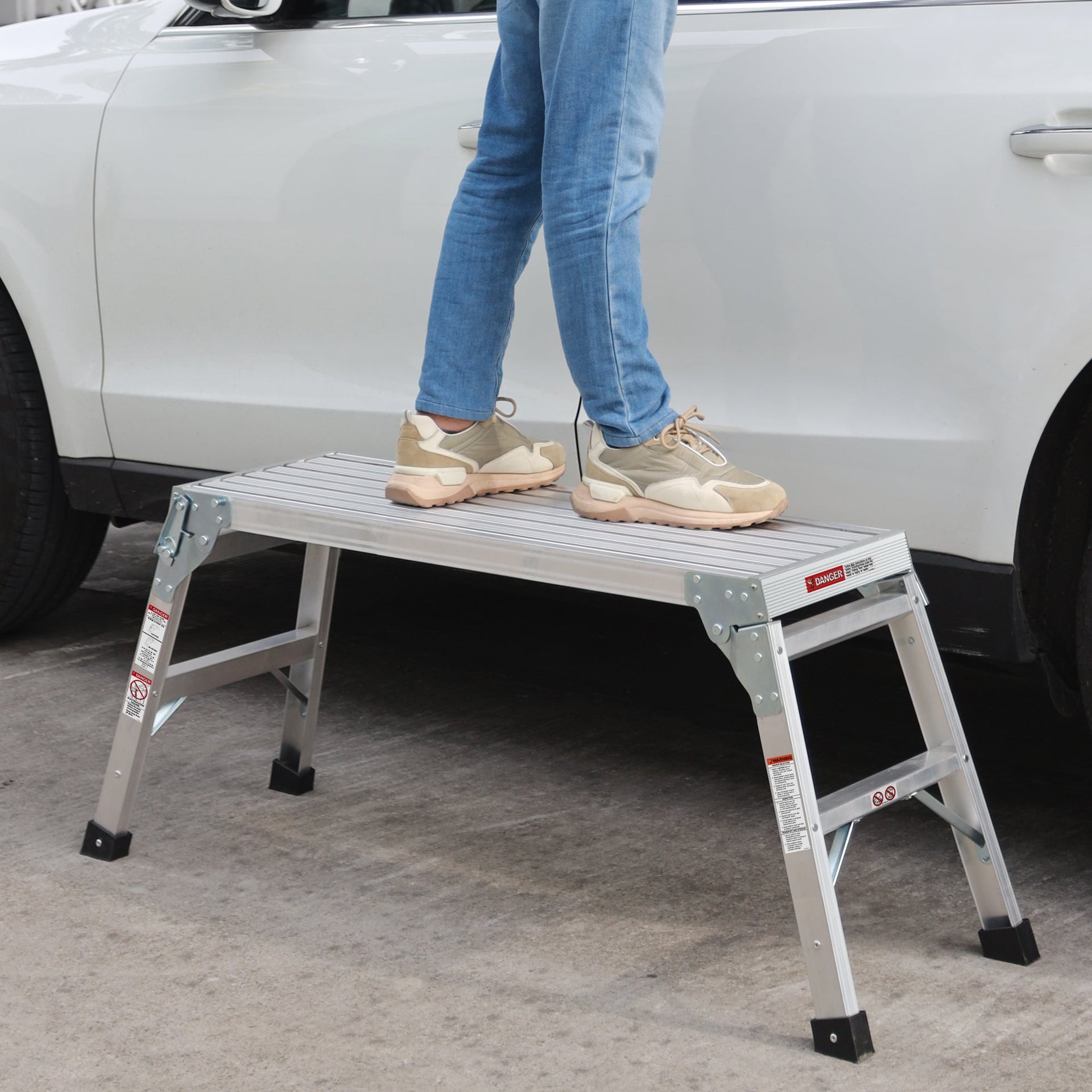 Work Platform Aluminum Portable Bench Folding Ladder ANSI Capacity 225 LBS 40