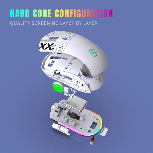 hxsj T90 2.4G Wireless Mechanical Mouse RGB Gaming Mouse Ergonomic 10 Million Keystroke 3600DPI Mouse 11 RGB Lighting Modes Mice