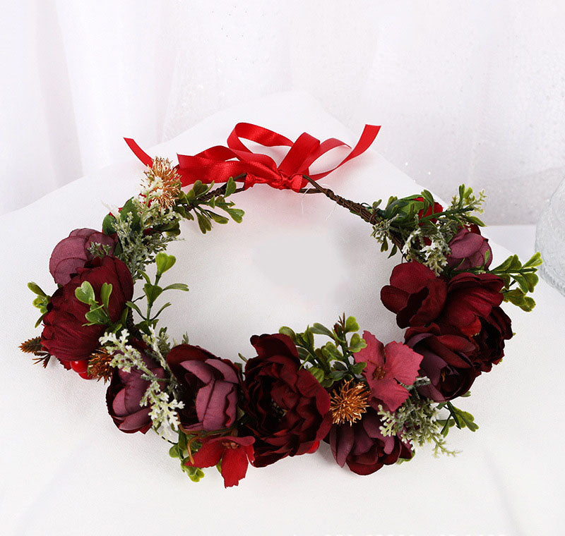 Korean style flower garland headwear, fresh flower crown, fashion show, dance party, flower crown, vacation, countryside props,