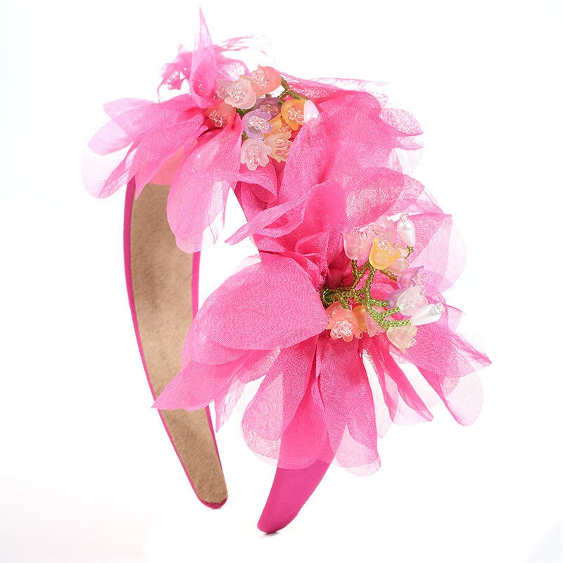 Fashionable handmade fabric crystal flower headband