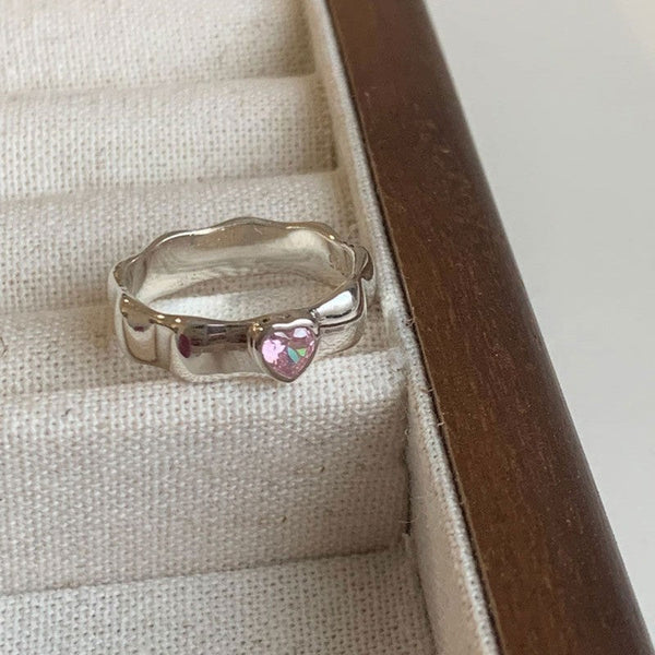 Dopamine love colored zircon diamond ring female niche index finger high-end fashion personality open ring