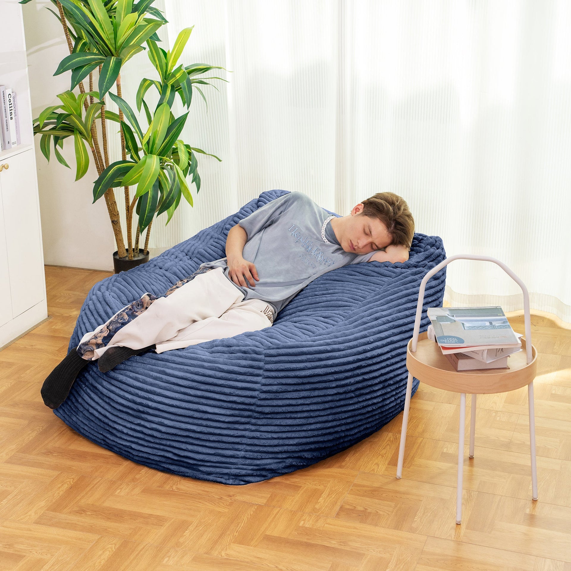 Faux Fur Classic Bean Bag blue