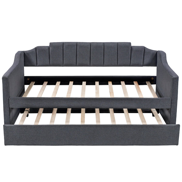 Upholstered Twin Daybed with Trundle Black