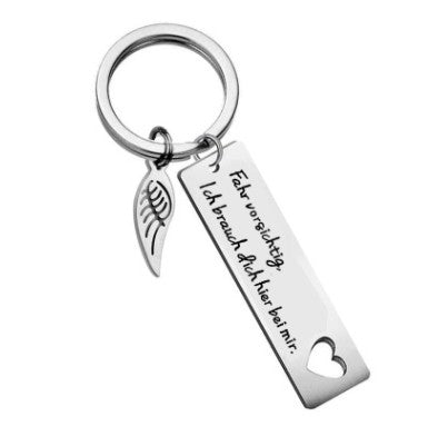 German drive well Fahr vorsichtig lch.. stainless steel keychain Valentine's Day gift
