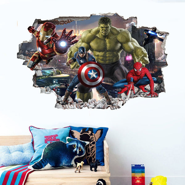 Marvel League of Legends Captain America Iron Man Batman Hulk Boy Bedroom Living Room Decoration Self Adhesive Wall