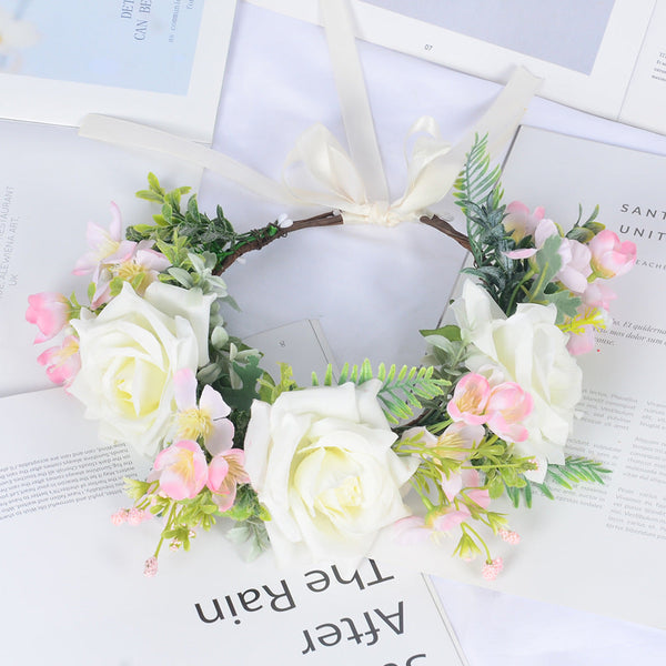 Super Fairy Girl Bride Scenic Area Photography Flower Wreath Hair Accessories Handmade Silk Flower Wreath Headwear