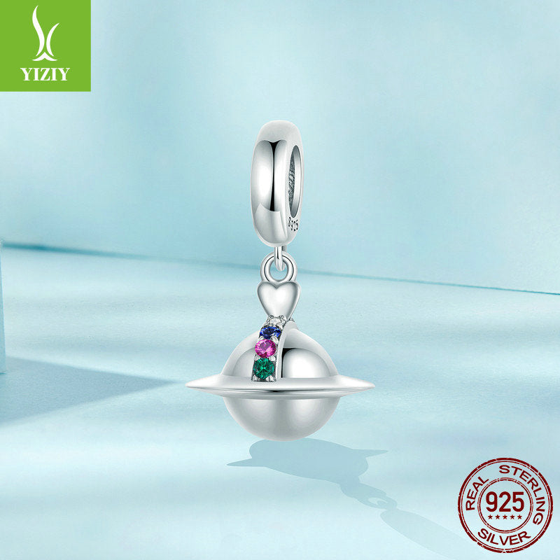 Silver Charm Original Romantic Planet DIY Pendant Accessories Personalized Niche Universe s925 Pure Silver Bracelet Beads