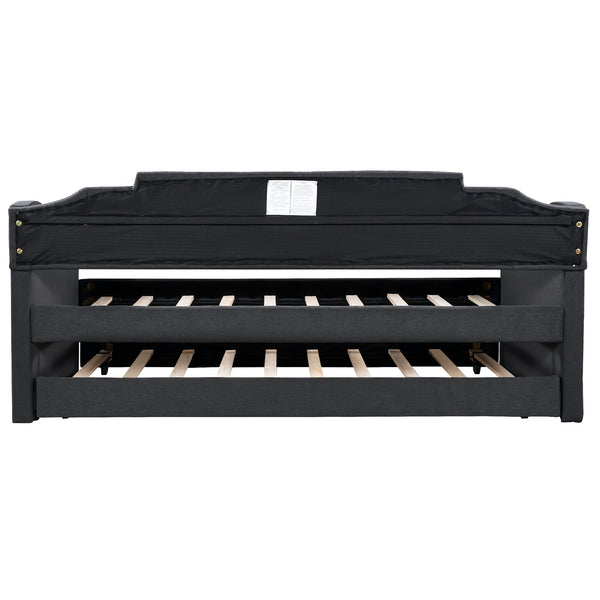 Upholstered Twin Daybed with Trundle Black