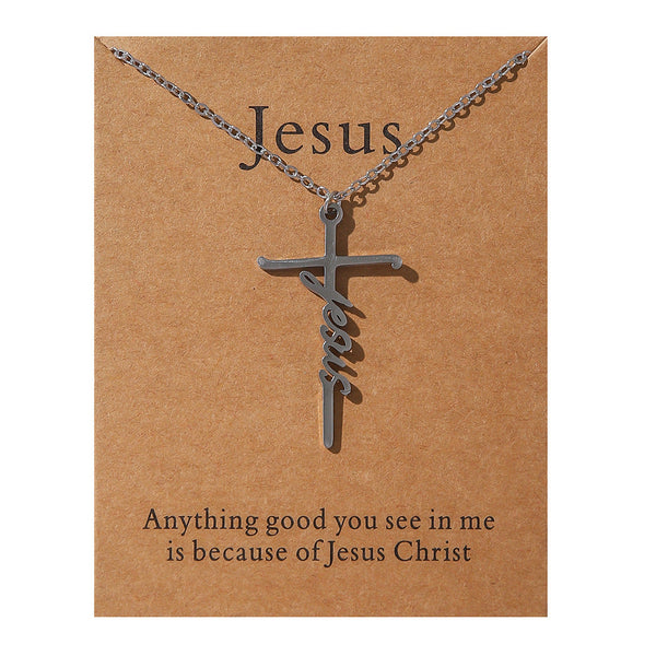 Faith Religious Gift Stainless Steel Cross Collarbone Chain Sweater Chain