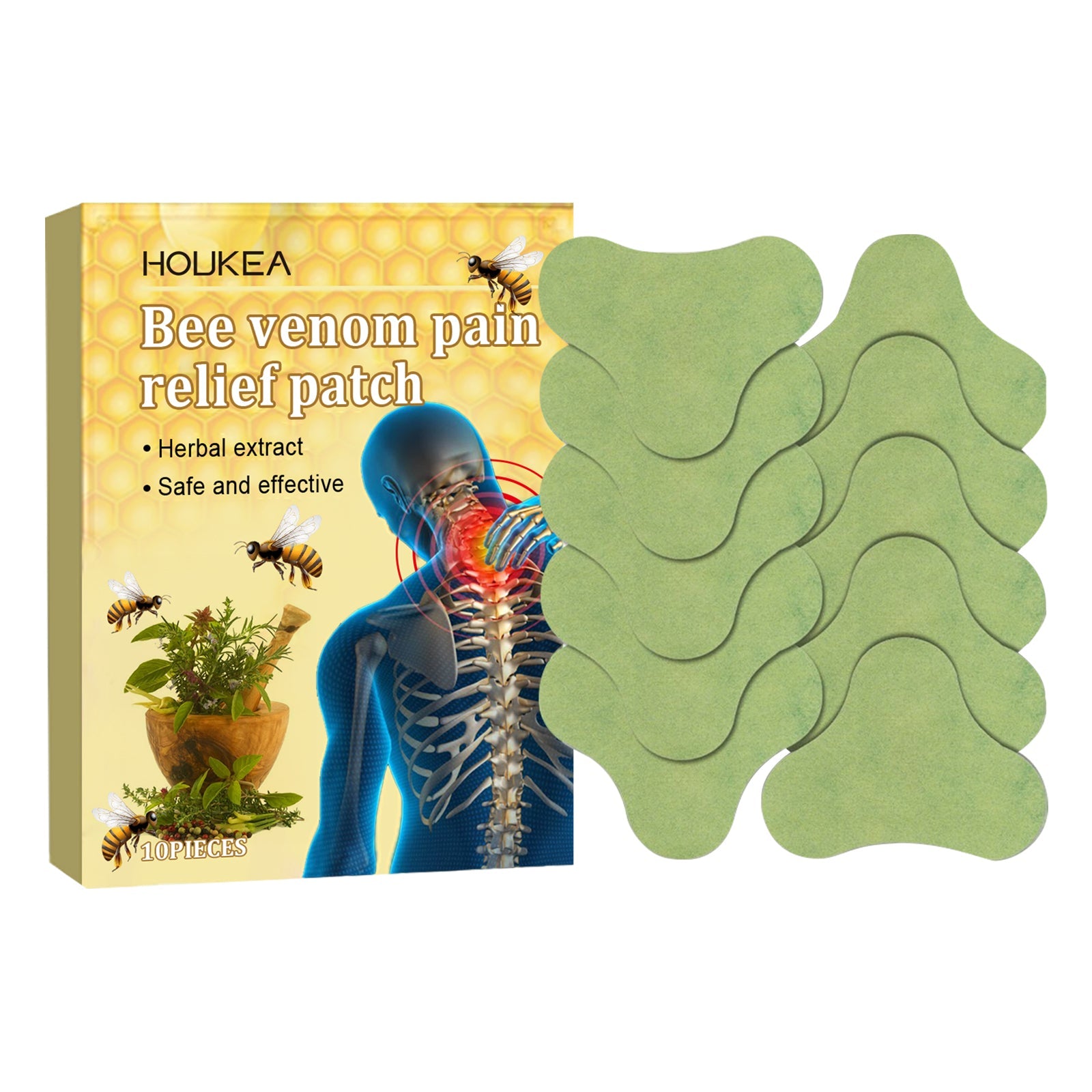 Bee Venom Neck Care Patch Herbal Ingredients For Joints, Knees, Lumbar Spine, Shoulders, Neck, Muscles And Bone Aches