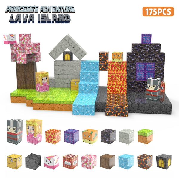 My Building World Magnetic Cube DIY Cherry Blossom Mountain Children's Educational Puzzle Assembly Toy Gift