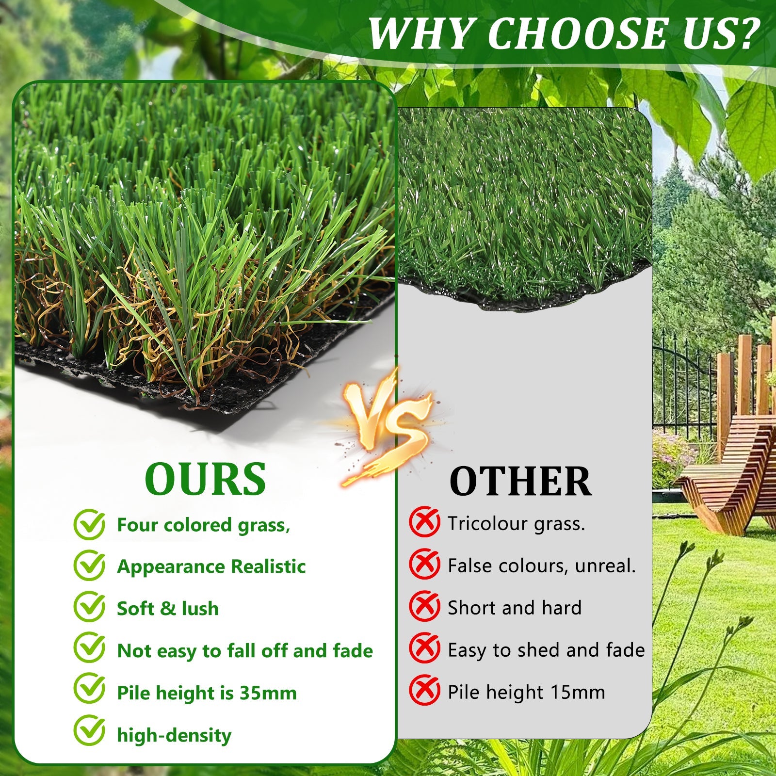 2FTX10FT Outdoor Artificial Grass Runway Blanket, Thick and Realistic Fake Grass Roll Decoration 1.38 