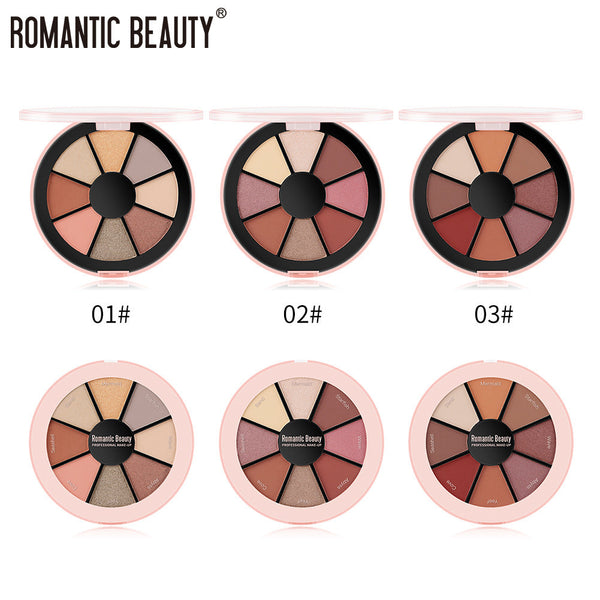Romantic Beauty 8 Color Round Palette Eyeshadow Pearlescent Matte Eyeshadow Palette