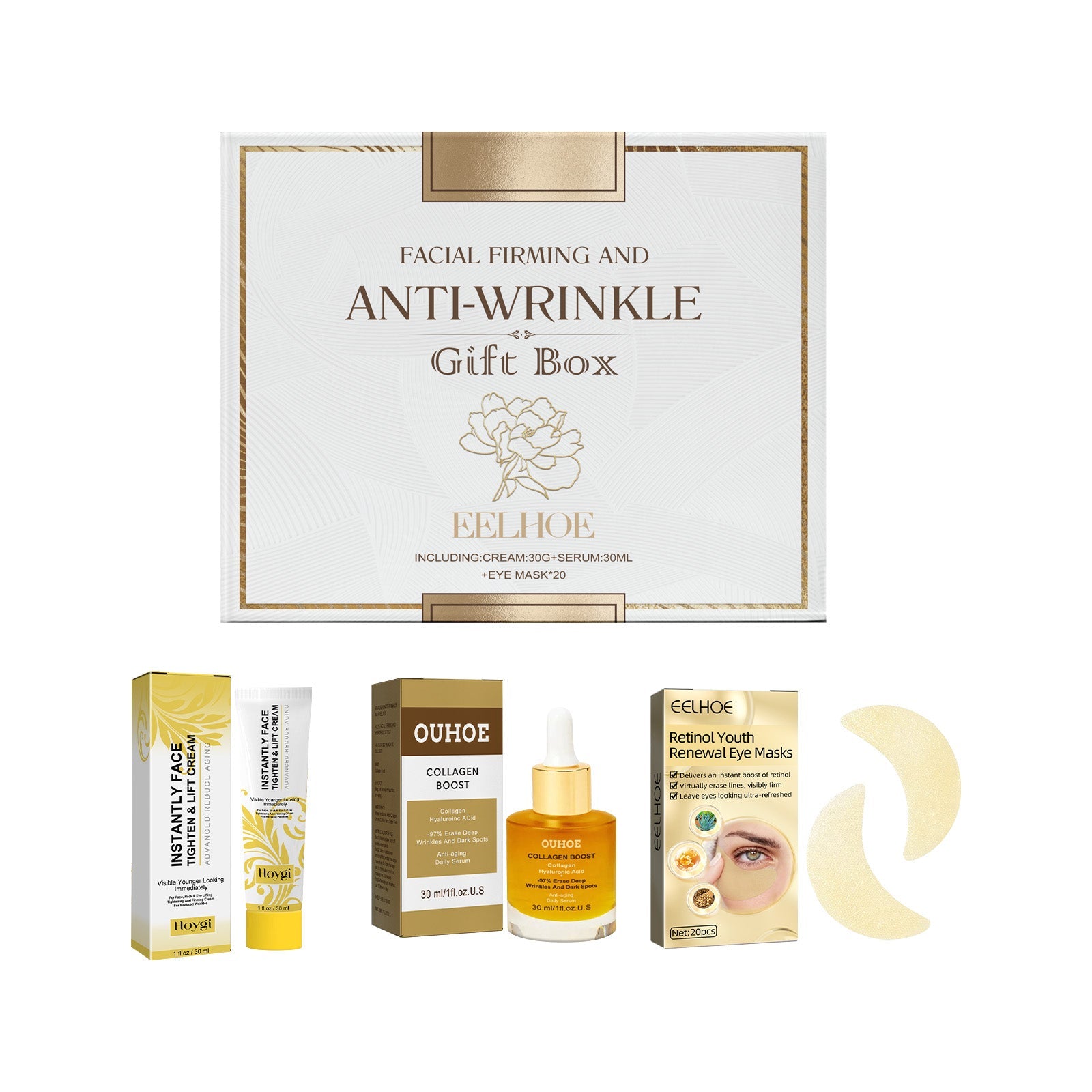 Facial Skin Care Gift Box, Moisturizing And Moisturizing Face And Eye Skin Rejuvenation Care And Lotion Set