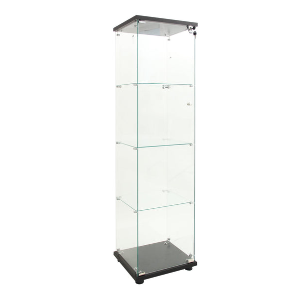 4 LED light glass display cabinets with door shelves, floor standing antique bookshelf, 64.7 