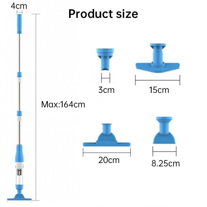 Rechargeable hand pool vacuum for spas/hot tubs/small pools, with auto immersion detector & bristle nozzle.